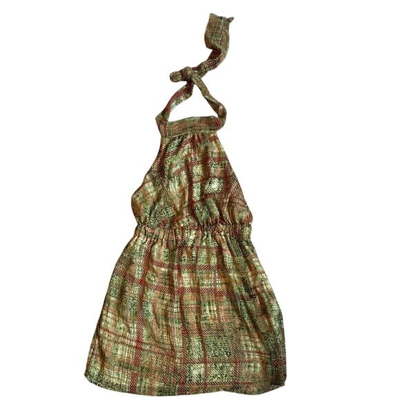 Charlotte Russe Tops - Charlotte Russe brown green boho pattern tie neck halter top SIZE S